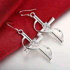 Dangle Wholesales Fashion Drop Earrings Dangle Plated Silver Cross Earrings For Men Women