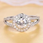 Sterling Silver Silver Ready To Ship Round Shape 925 Sterling Silver Engagement Wedding Rings For Couple