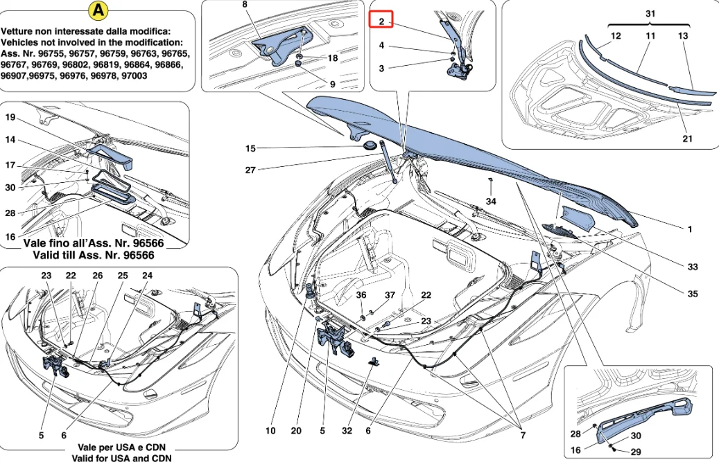 Auto Parts Metal Material Hood Hinge For Ferrari F458 F488 F8 Italia Spider GTB Pista 2010-2025 Bonnet Hinge 83033600 83033500 supplier