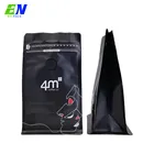 Plastic Packaging Pouch Zipper Black Plastic Coffee Bag Seed Packaging Flat Bottom Pouch With Valve