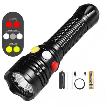ALONEFIRE RX1 Q5 LED flashlight Red White Green Yellow Railway Signal lamp Outdoor Night Rescue Travel Hike Hiking Magnet torch