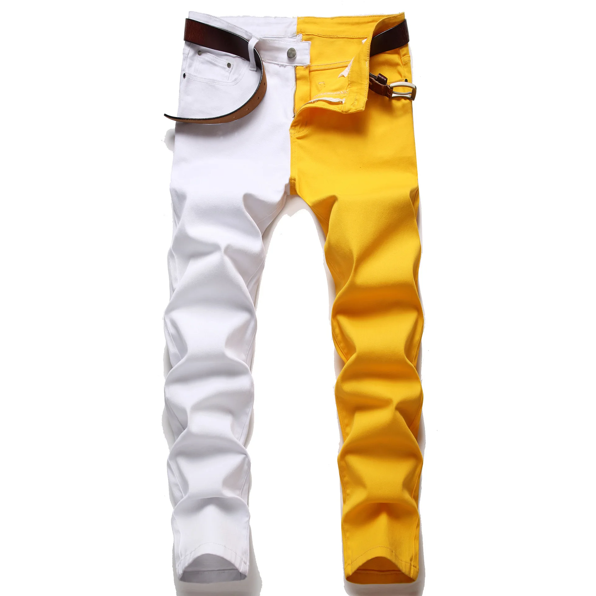 Custom Men's Straight Jeans Pant Plus Size Casual Style Denim with Boys' Color Stitching Zipper Washed Technics supplier