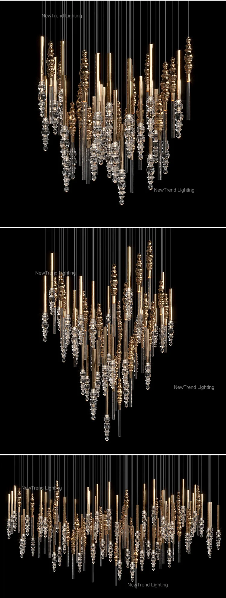CPL-373 New Product Indoor Decoration Hanging Light Villa Hall Hotel Lobby Modern Glass LED Chandelier supplier