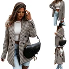 Plaid Coats Plaid 2021 Winter Hot-Selling Comfortable Plaid Button Turn-Down Collar Women's Outwear Coats