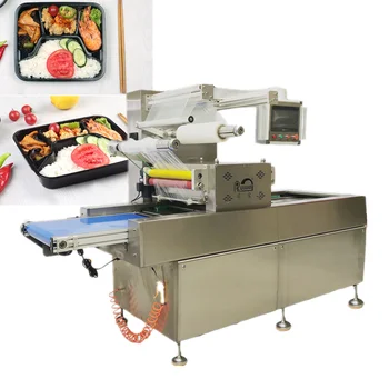 modified atmosphere ready meals tray sealing machine automatic food tray sealer MAP with nitrogen flushing
