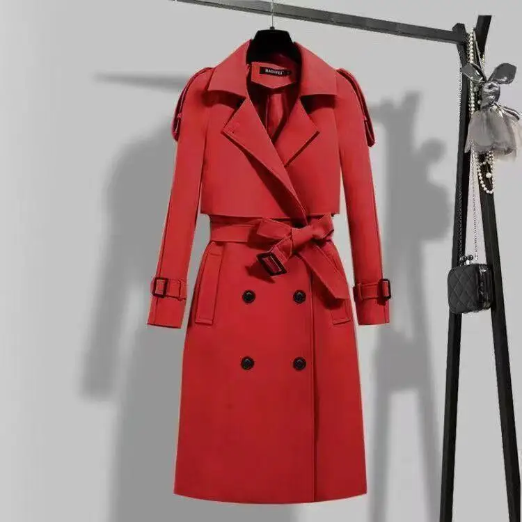 SBM New 2024 Women Trendy Overcoat With Belt High Quality Casual Women