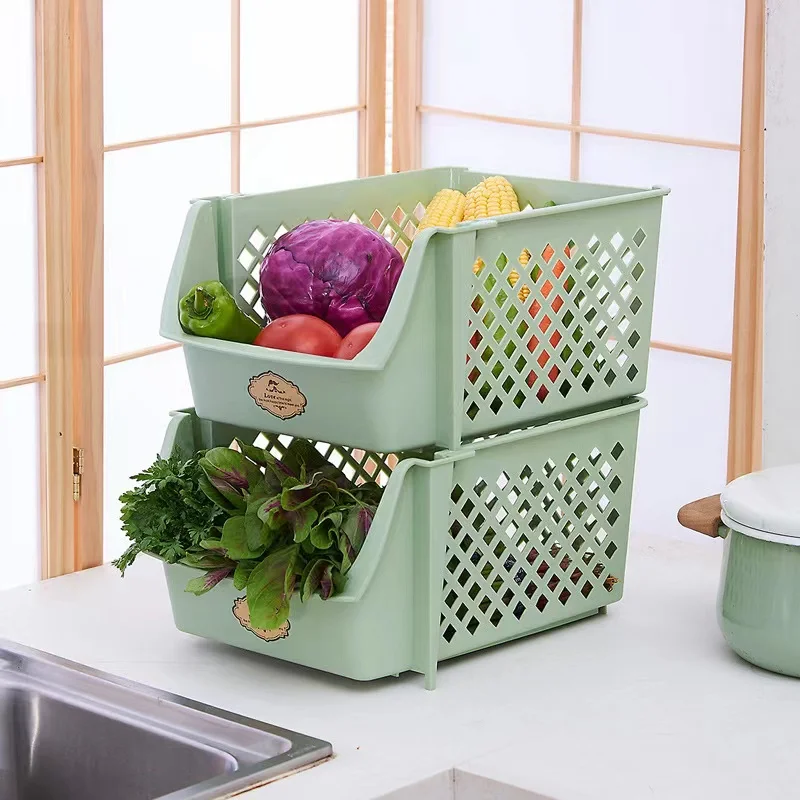 Multi-color Stackable Kitchen Food Snacks Toys Storage Bins Organizer Home Storage Basket And Racks
