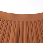 Skirt Knitwear Manufacturer Custom Summer Brown High Waist Elastic Knit Pleated Women's Skirt