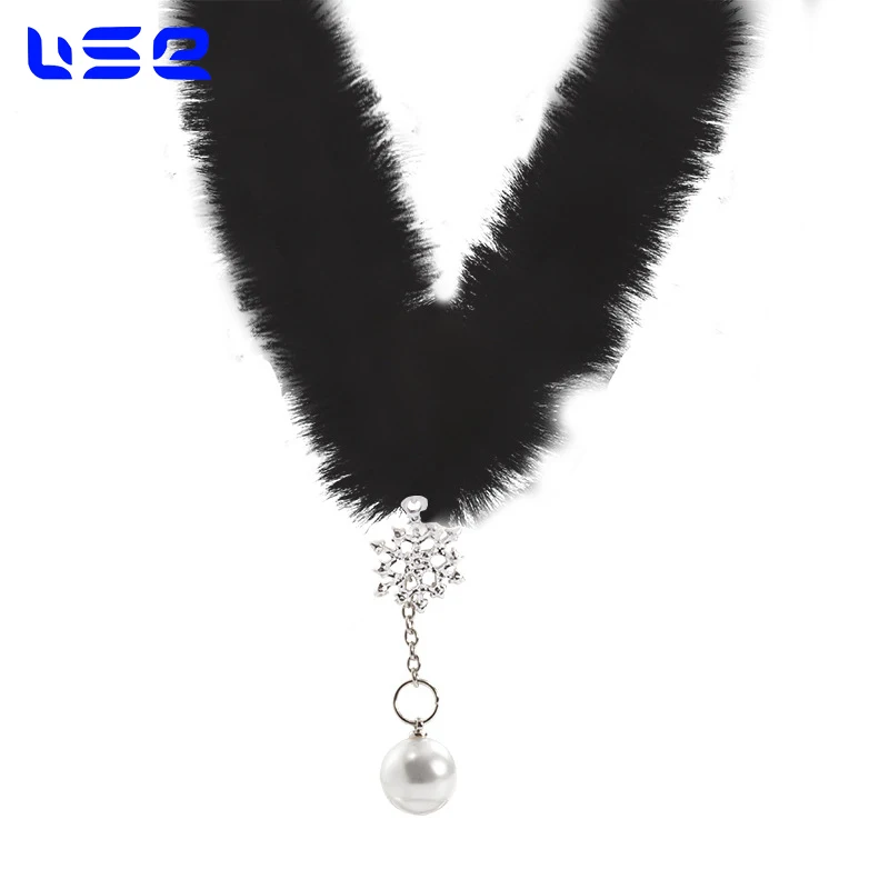 Autumn and winter styles luxury Super immortal temperament snowflake pearl white plush collar fashion jewelry necklaces