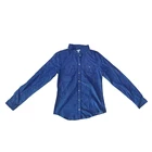 Blouse Fashion Style New Design Wholesale Turn-down Collar Full Sleeve Solid Washed Women Denim Jeans Shirt Blouse