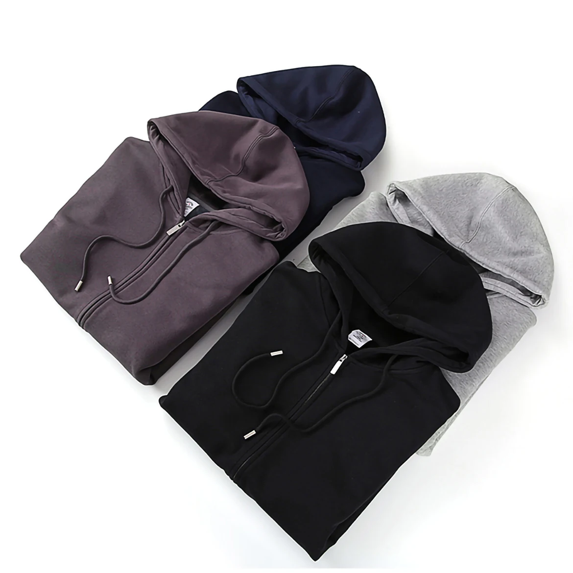 High-quality customized men's sweatshirt blank long-sleeved heavyweight silver fox velvet zipper hoodie