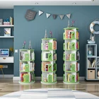Home Pink Amazon Hot Sale Home Furniture Rotate 360 Degrees Floor Standing Ladder Bookcase Pink Childrens Bookshelf