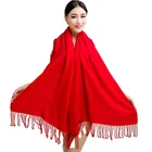 Cashmere Scarf Cashmerecashmere Wholesale Fashion Solid Color Pashmina Cashmere Long Scarf With Tassel