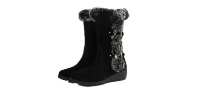 New Korean fashion large size women's boots low heel round toe flat bottom casual snow boots