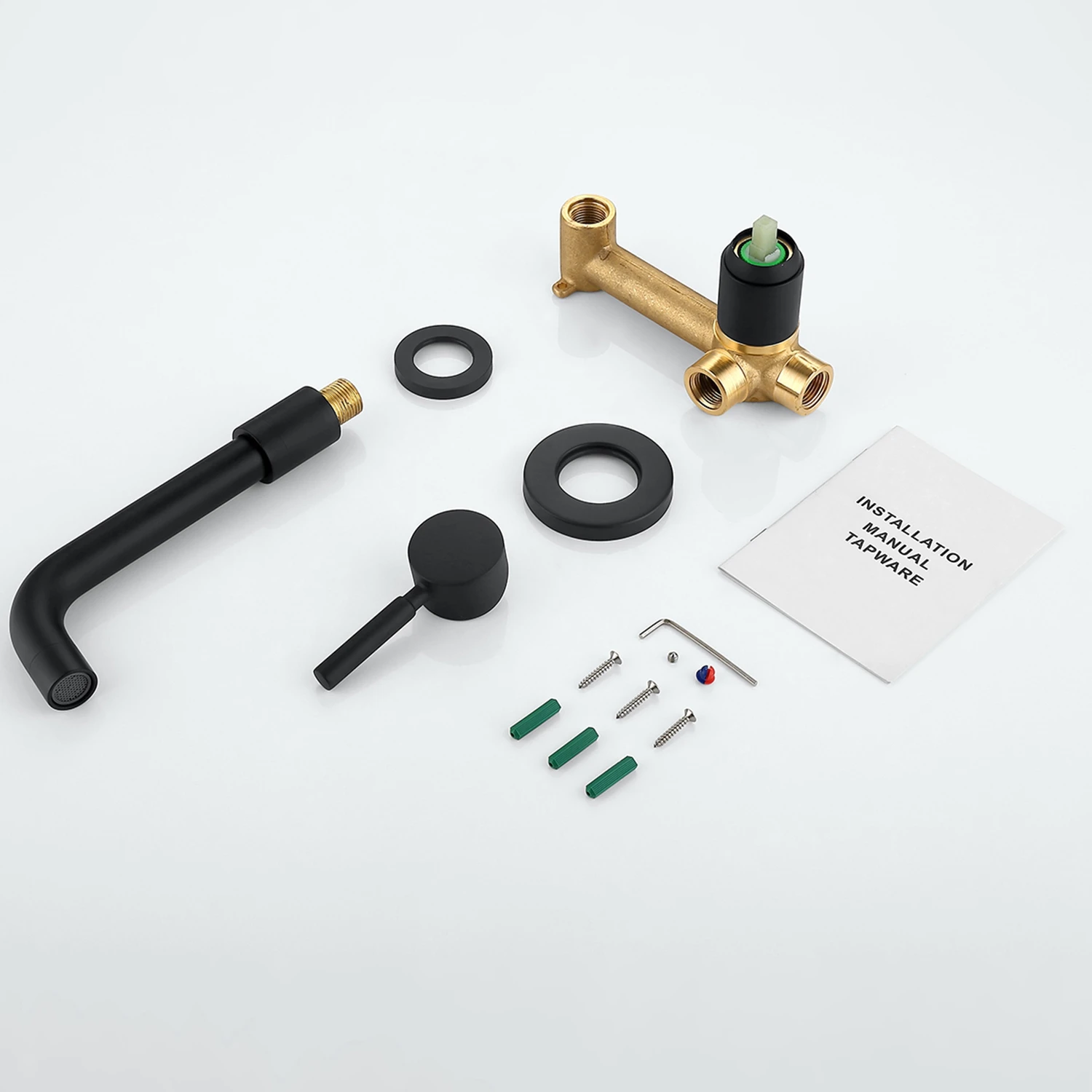 Wall Mounted Hot Cold Water Supply Matt Black Finish Brass Single Handle Wash Basin Mixer