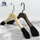 Hangers Jacket Hanger Display Velvet Wood Clothes Nonslip Hangers Jacket Wood Blazer Hanger