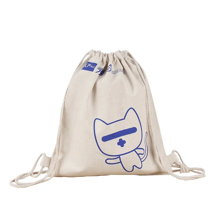 stylish custom pattern printing organic cotton canvas drawstring