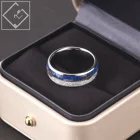 Ring Wood Ready To Ship Blue Solidified Wood And Artificial Meteorite Inlay Tungsten Ring Jewelry