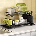 Dish Sink Kitchen Rack 2 Tier Stainless Steel Dish Rack Sink Dish Draine Stroge Box Organizer Kitchen Rack