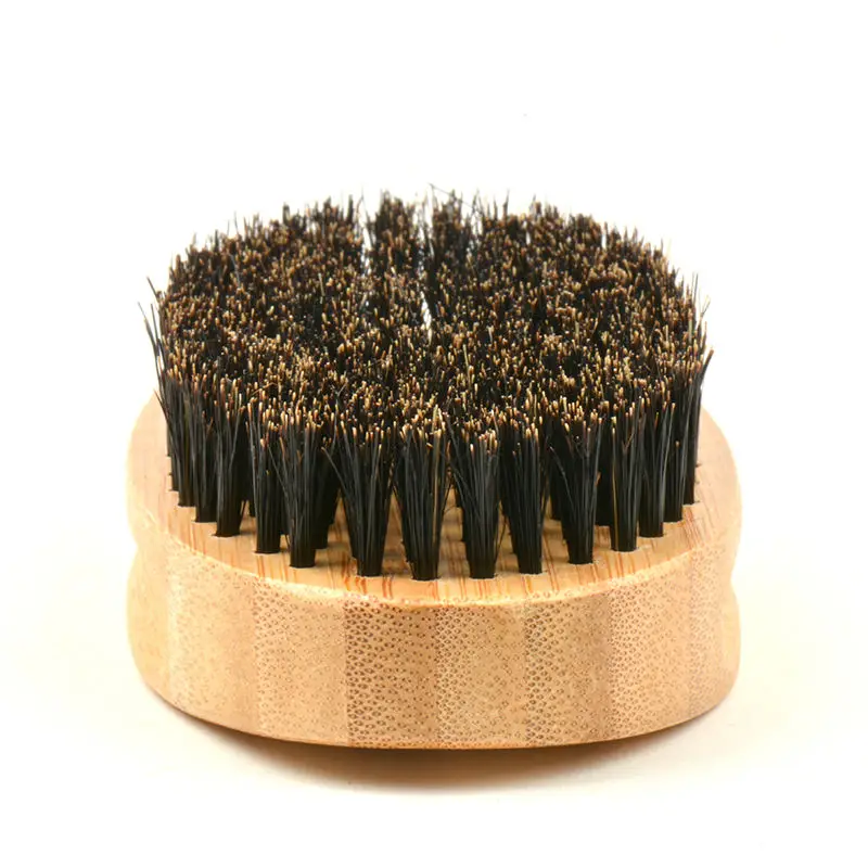 In stock natural wood 100% boars bristles black men wooden beard brush for travel