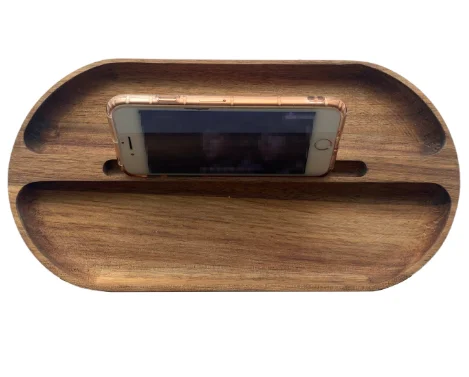 wood Mobile Phone Holder Customized Food Serving Tray Classic designed Wood Table Tray