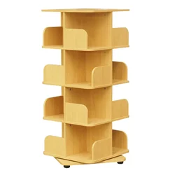 5-Shelf Rotary Bookshelf Home High-Density Bookcase Tall Book Shelf Modern 360 Rotating Storage Display Book Rack