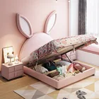 Bed Bed Children Beds AliGan Rabbit Pattern Princess Bed Girls Bedroom Furniture Cartoon Design Children Bed Pink