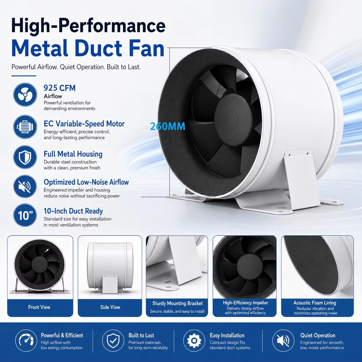 Inline Duct Fan, 870, CFM, HVAC - detail 6