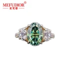 Ring Diamond Ring Hot-selling Luxury Custom 10K Gold Ring 8 X 10mm Oval Cut Green Moissanite Diamond Ring