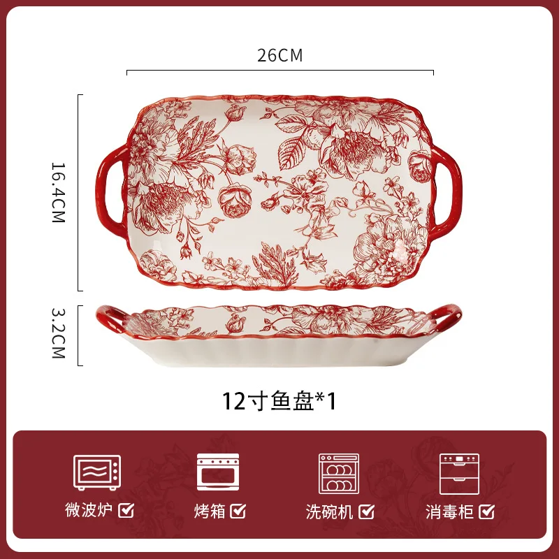 product wholesale fashion home use porcelain rose dinner plate bowl dish set ceramic bowl dish for gift new home tableware811-6