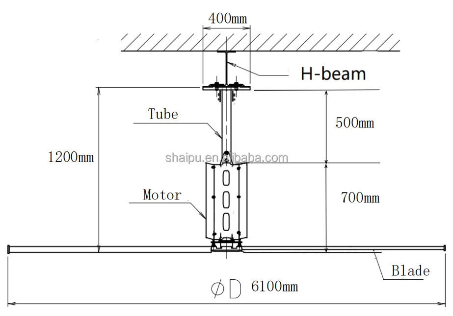 Ceiling Fan, 6.1m, HVLS, 1.5kW, Aluminum - detail 18