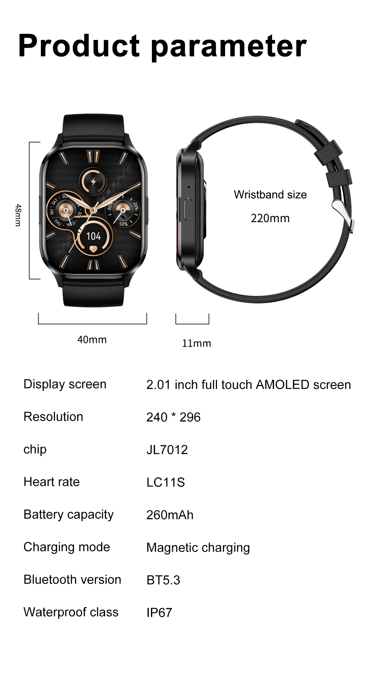 Senbono Air3 Big Screen Smart Watch Men 2 01inch Amoled Answer Calls