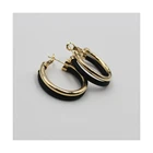 Hoop Back Black Earring Black Cheap Factory Price Sterling Silver Hoop Screw Back Black Earring For Girl