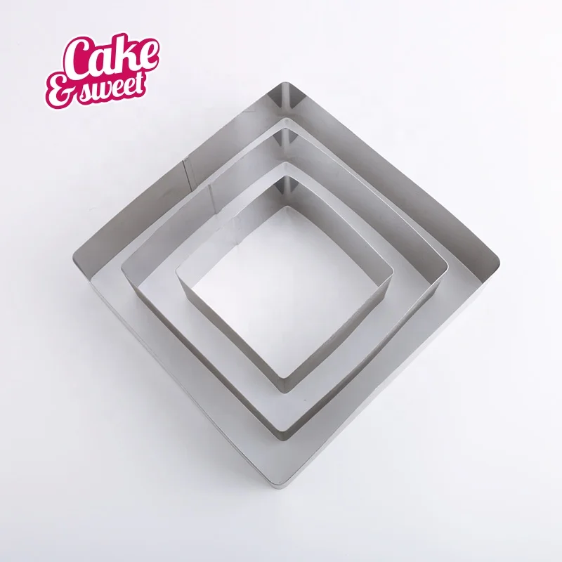 3 pcs set square shape non stick wedding cheese cream mousses rings cutter decoration cake mold