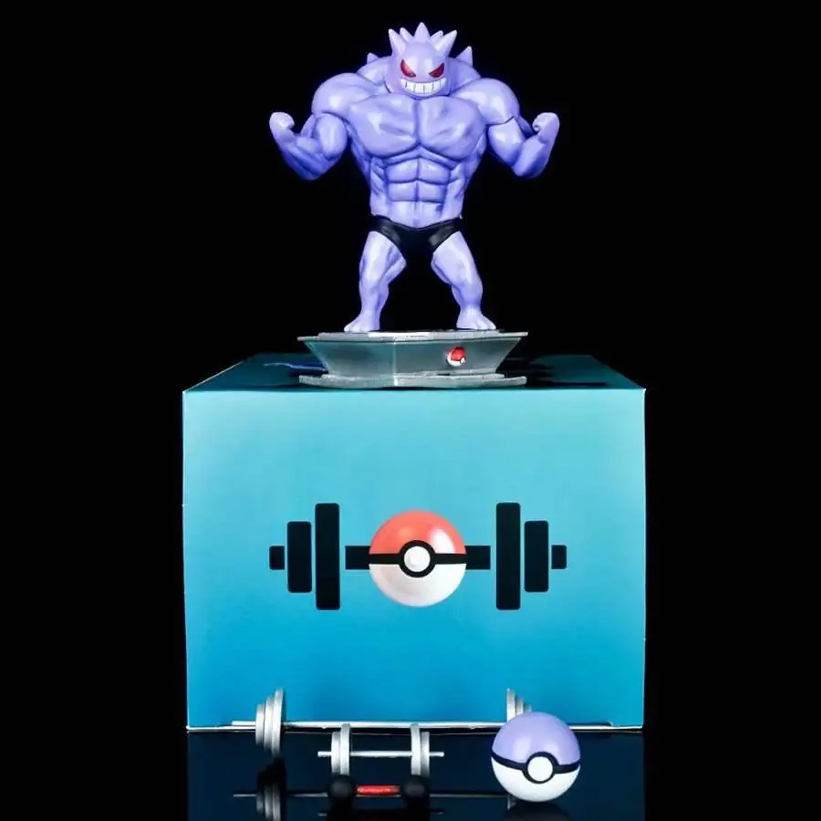 6 Style Gk Muscle Pokemoned Figures With Fitness Equipment Gengar Pika