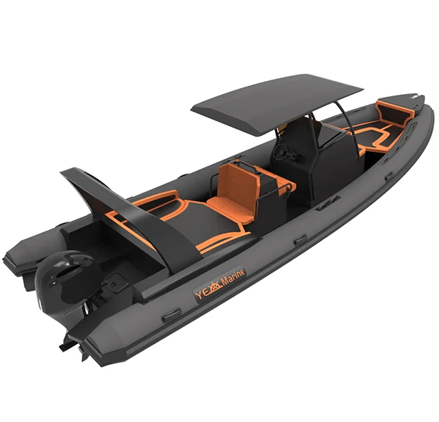 RHIB 860 28ft Double Deep Aluminum Hull Inflatable Boat Orca Hypalon Rigid Rowing Boat
