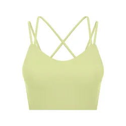 Women Custom Nylon Stretch Fabric Cross Back Top With Removable Pads Workout Sports Bra