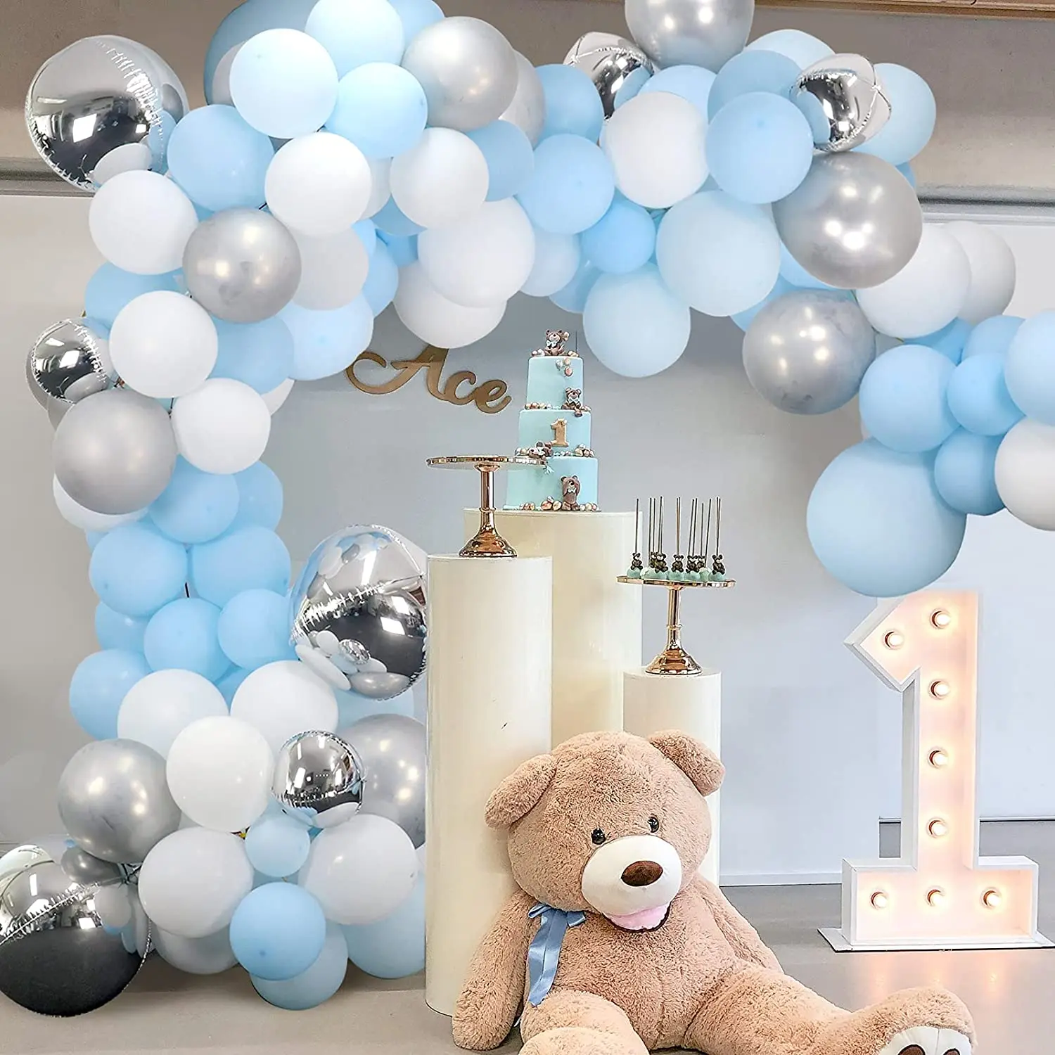 FEYG Palloncino Arco Kit 100 Pezzi Blu Navy Macaron Palloncino in Lattice Blu con Palloncini coriandoli per Matrimoni Baby Shower Decorazioni per Feste di Compleanno 