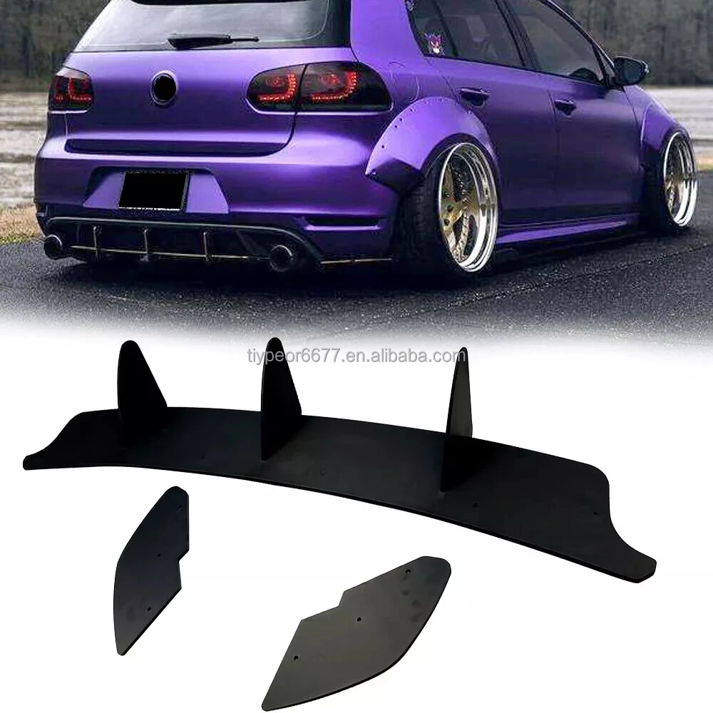 product tiypeor factory rear bumper lip diffuser 3 fin valance guard rear blade splitter for volkswagen vw golf 6 mk6 gti 2010 2014-6