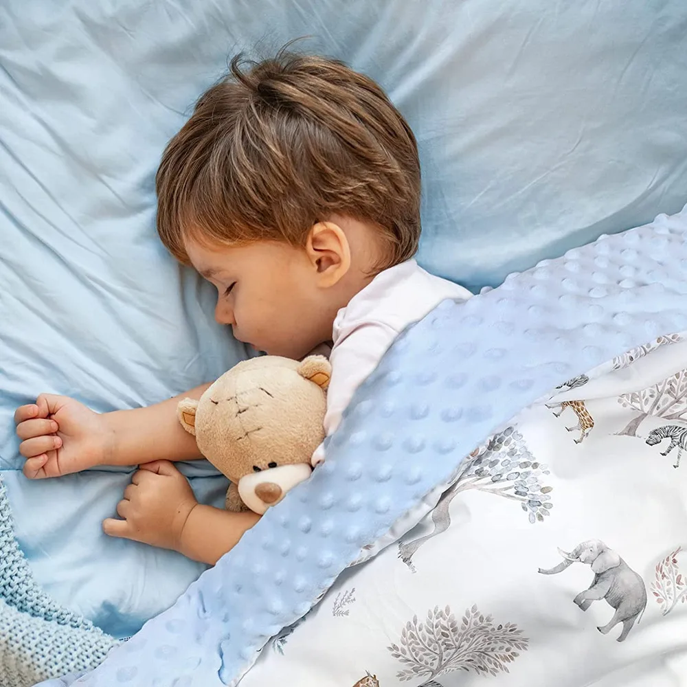 Soft floral printed baby quilt toddler sensory bedding blanket double layer receiving blanket velvet minky dot baby blankets