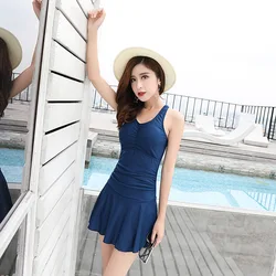 New Korean swimsuit  beautiful back women's one-piece swimsuit summer conservative skirt thin swimsuit