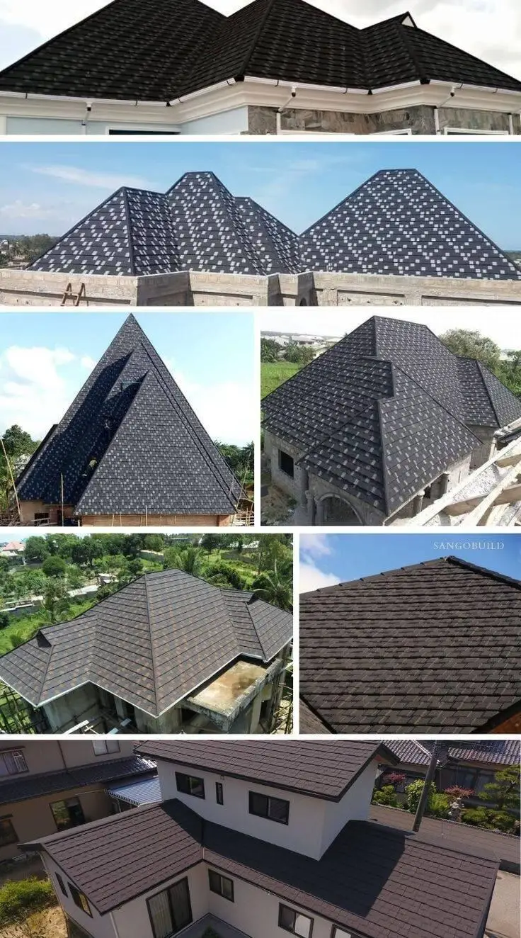 Construction Material High Alu Zinc Roof Tile 50 Years Lifespan Stone