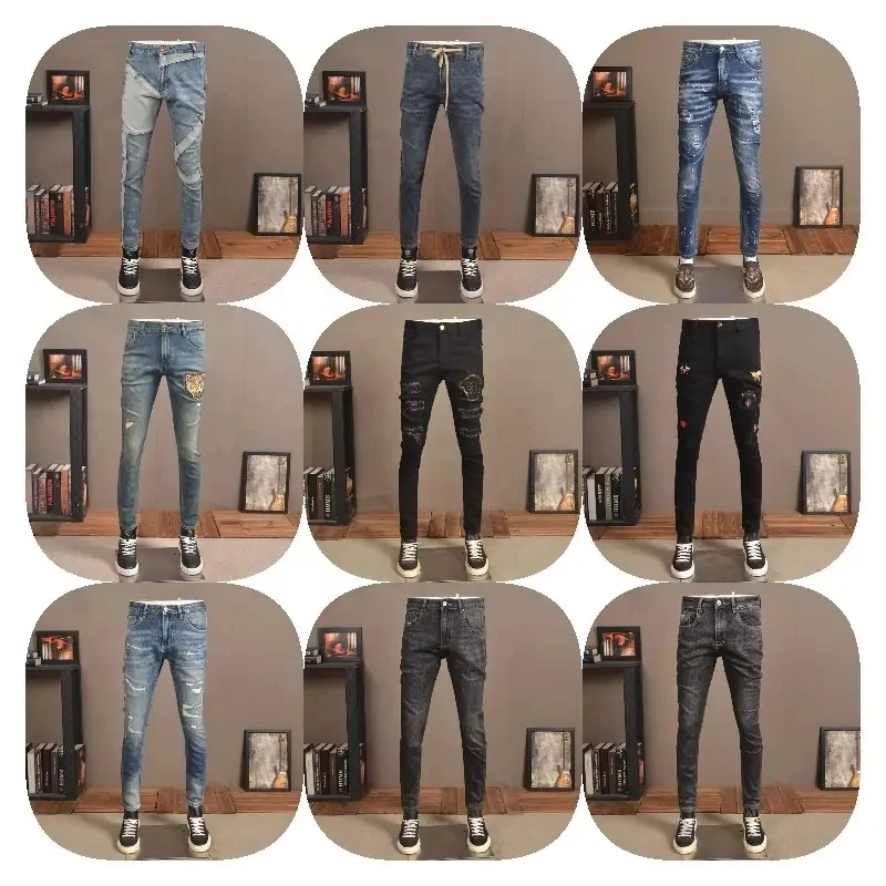 2024 factory wholesale mens jeans classic style business casual gentlemen stretch regular fit denim trousers