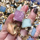 Amethyst Rings Finger Ring New Arrival Gold Plated Single Amethyst Druzy Stone Resizable Finger Rings