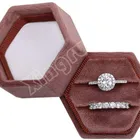 Box Custom Logo Jewelry Plastic Box For Gift Packaging Hexagon Velvet Double Ring Box