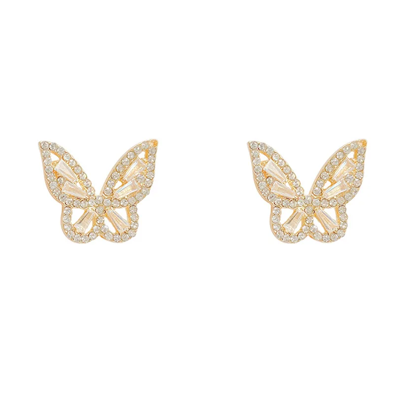 The butterfly Stud earrings Light and decoration Sen department earrings fashion temperament INS Cold wind earrings female