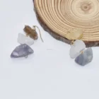 Crystal Earring Triple Natural Rose Quartz Raw Stone Healing Lapis Citrine Amethyst Crystal Hooks Earring For Women