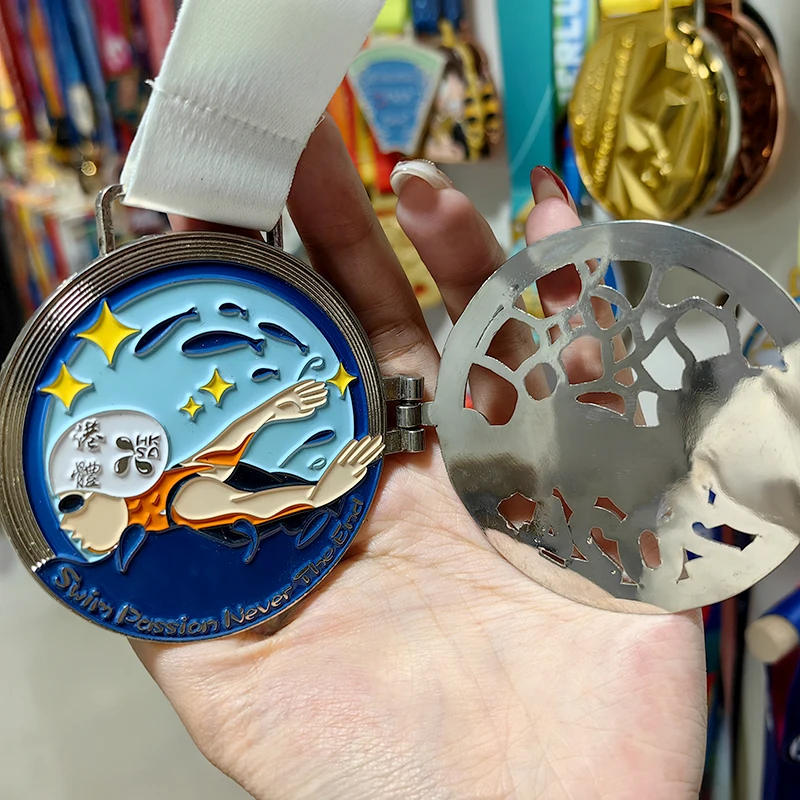 Manufacturer Competition Award Medal Flip-Top Marathon Running Soccer Race Swimming Sport Metal Medals manufacture