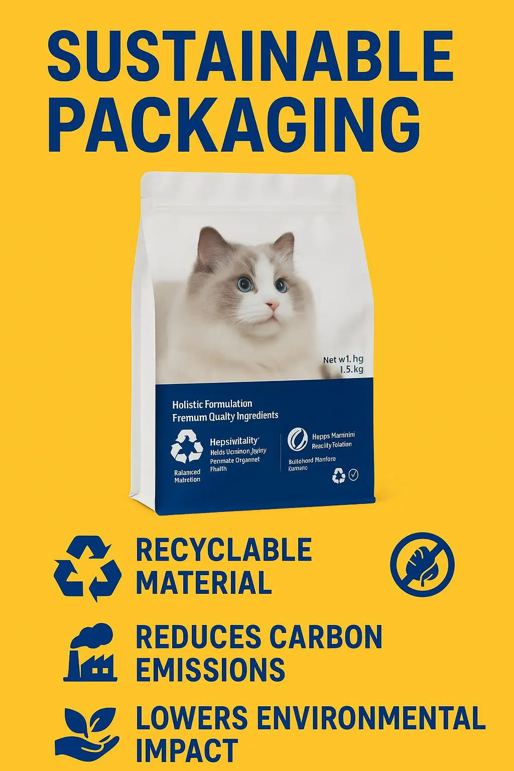 Premium PE Flat Bottom Zipper Pet Food Packaging Custom Logo Food Grade for Baby Food Chewing Gum Salad Cakes Heat Resistant - detail 10