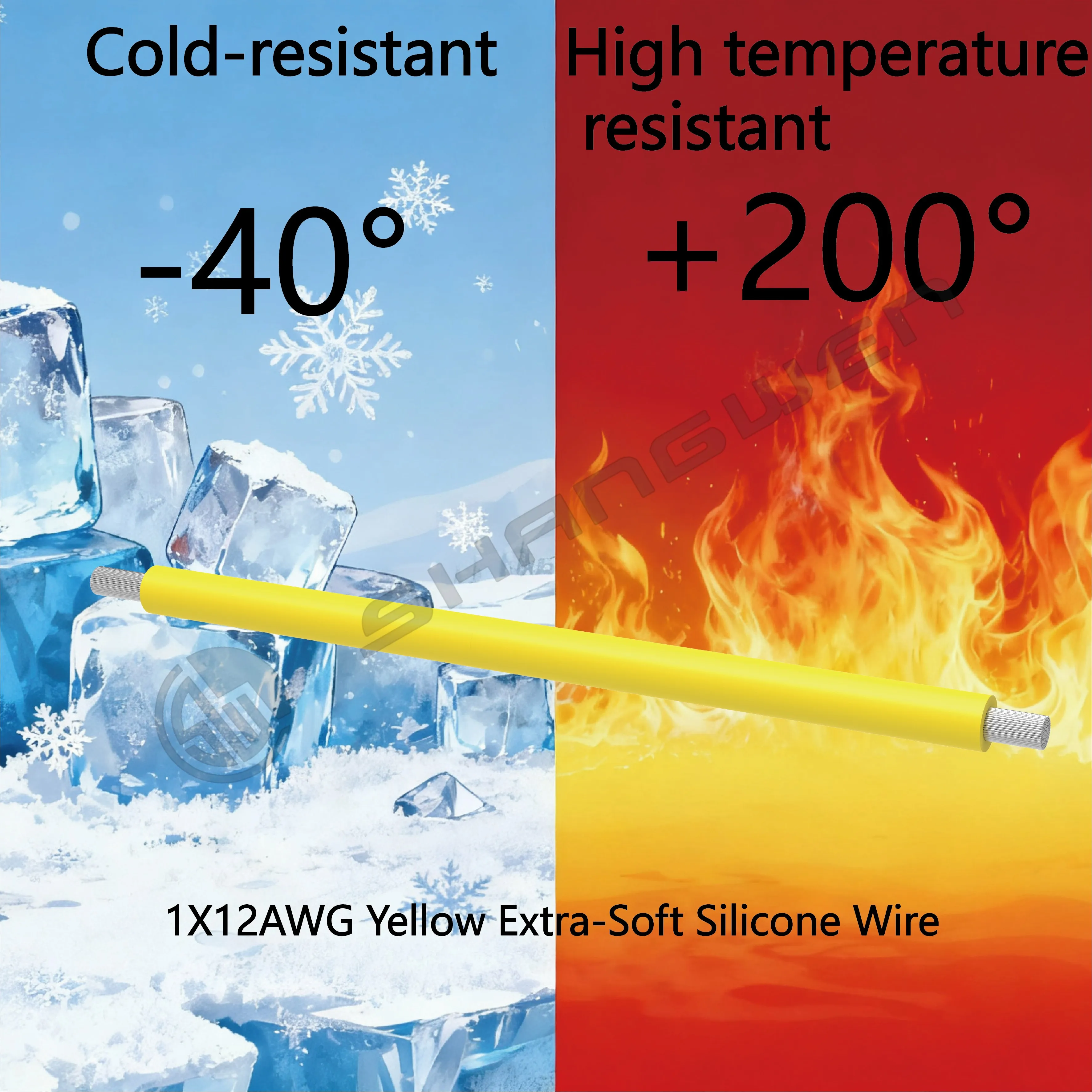 Power Cord Silicone Wire 12 Gauge Wire Flexible Silicone Wire Yellow Stranded Copper Electric Wire 12 AWG Stranded Copper Wire